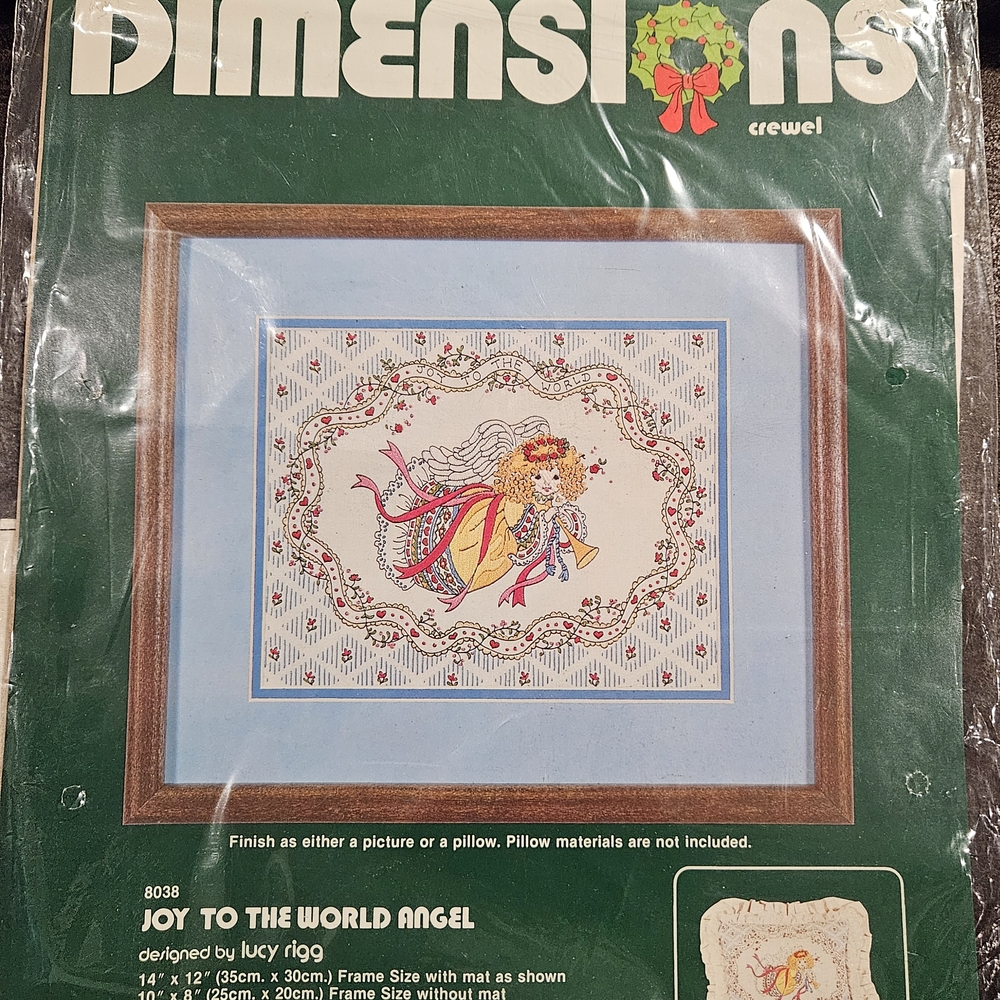 Vintage  Dimensions Crewel Joy to the World Angel Kit. Can Be a Pillow